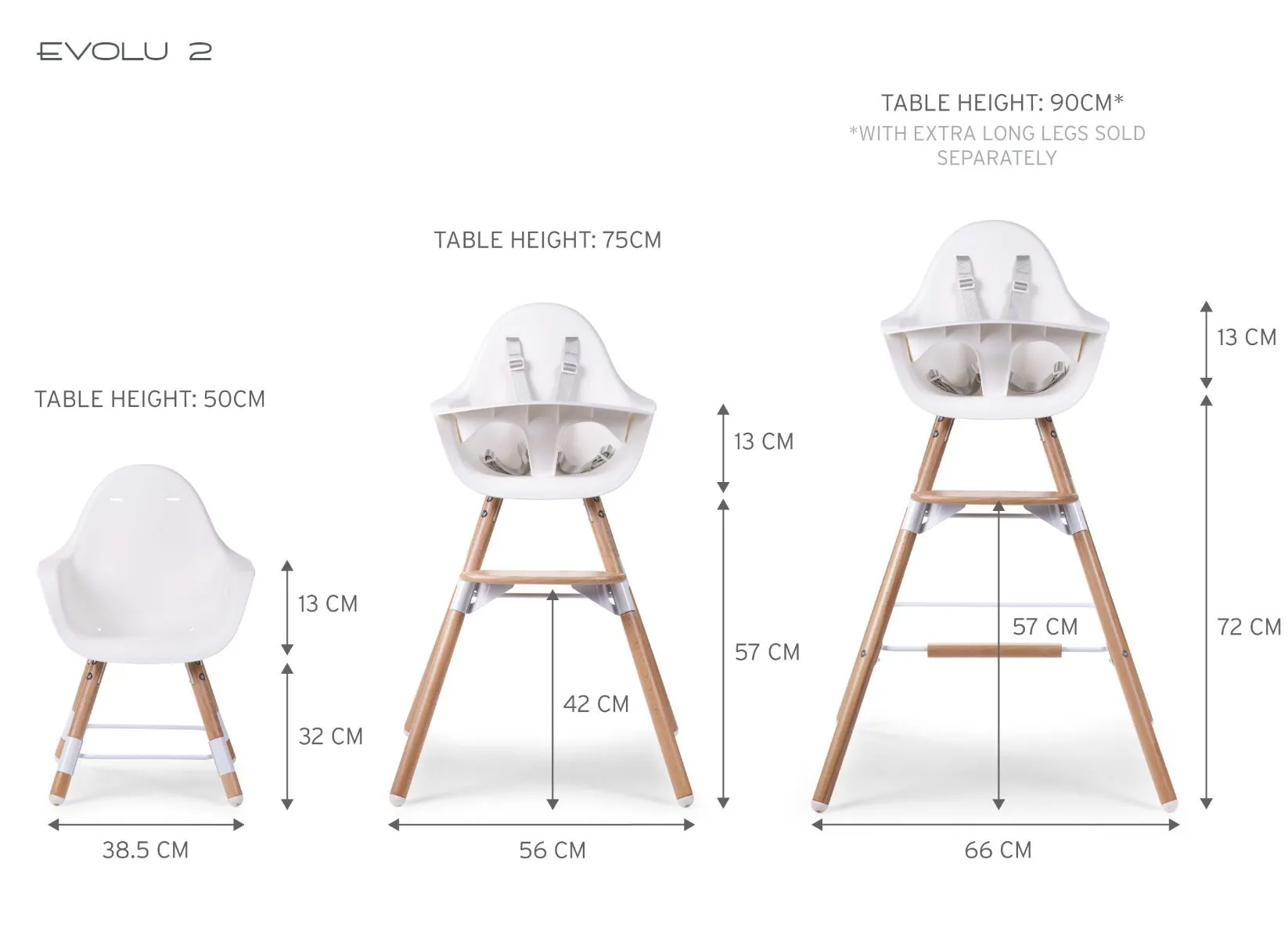[1 yr local warranty] Childhome Evolu 2 High Chair - Natural White