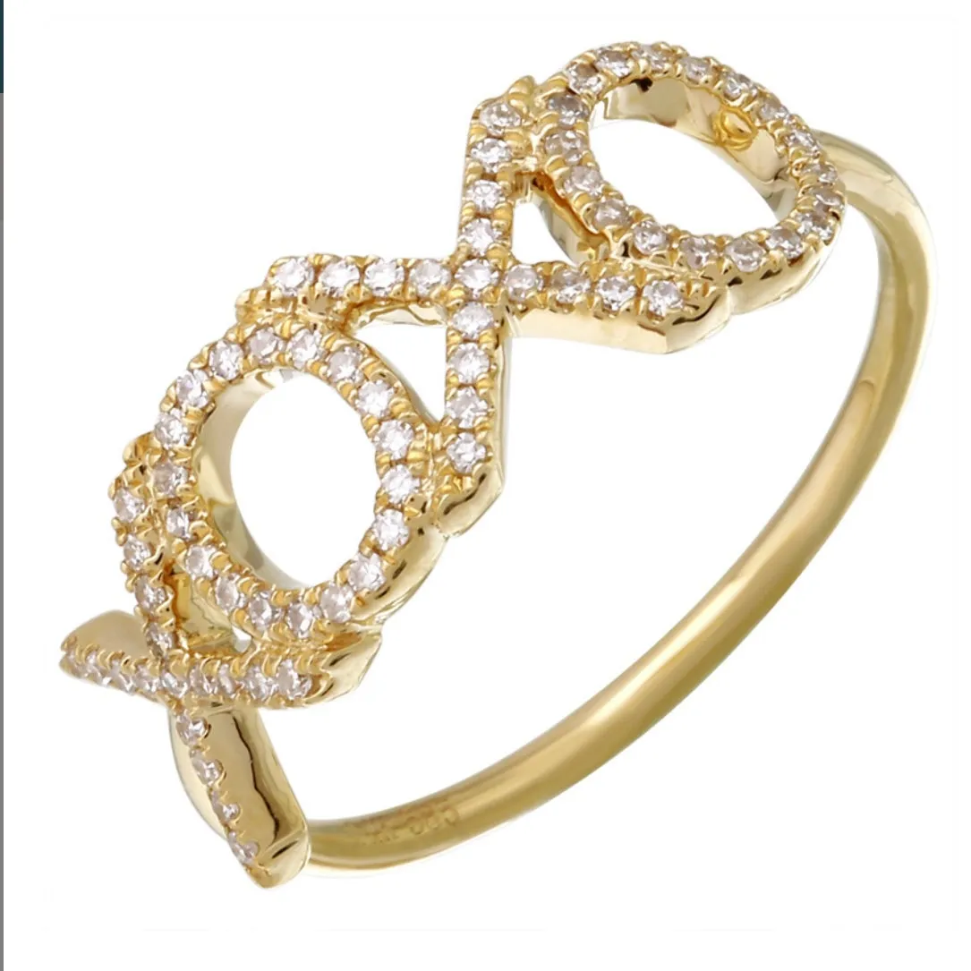 14KT Gold Diamond XOXO Ring