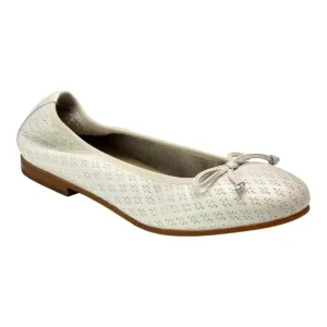 1627 - Off White Leather Girls Bow Shoe
