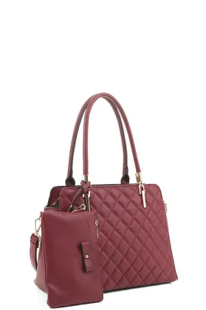 2IN1 QUILT DESIGN TOTE BAG WITH CLUTCH SET