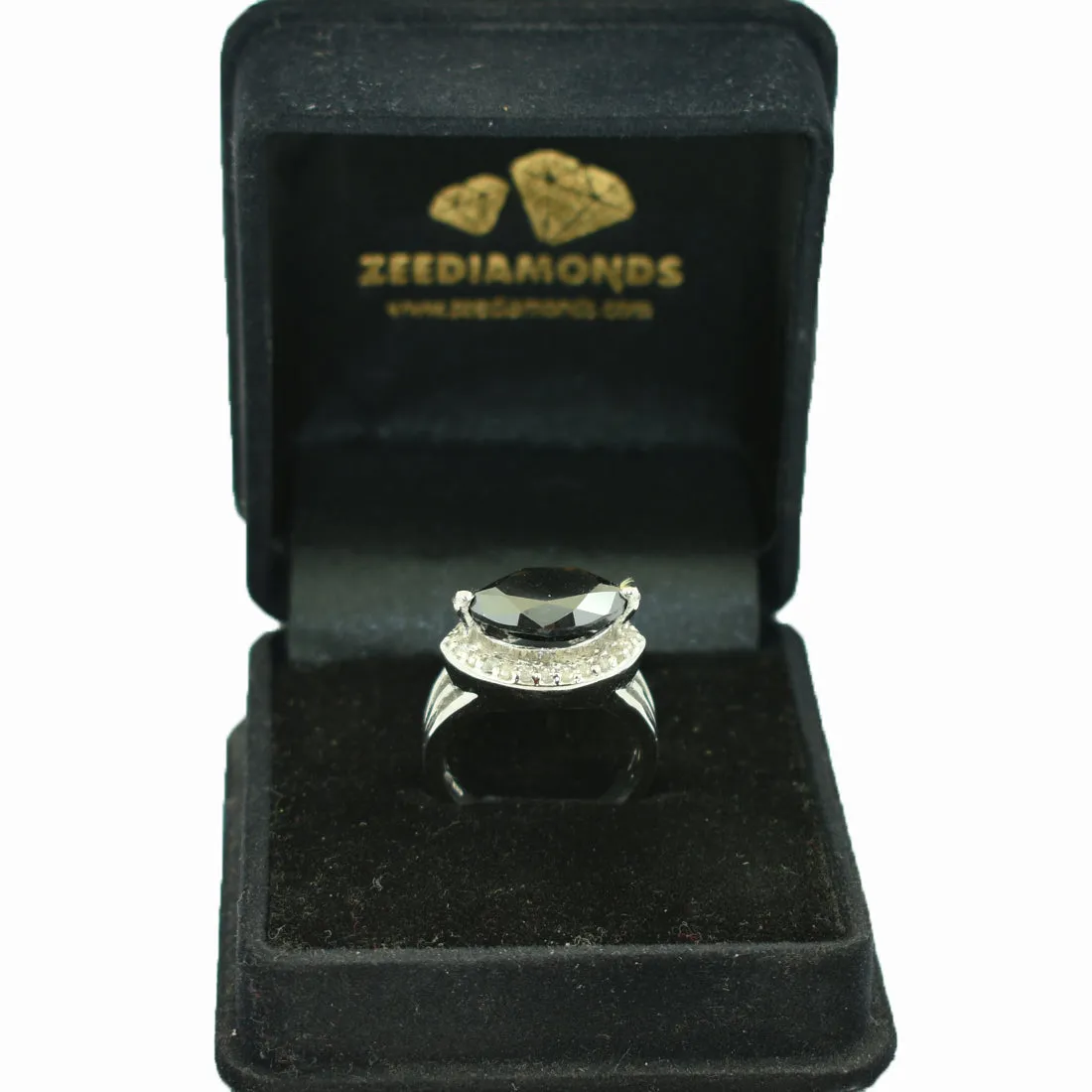 4.65 Ct Certified Black Diamond Solitaire Designer Ring with Diamond Accents, Stylish Look & Great Shine