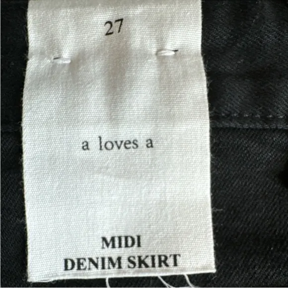A LOVES A (Dillards) Black Denim Midi Skirts, Two Available Both Size 27.