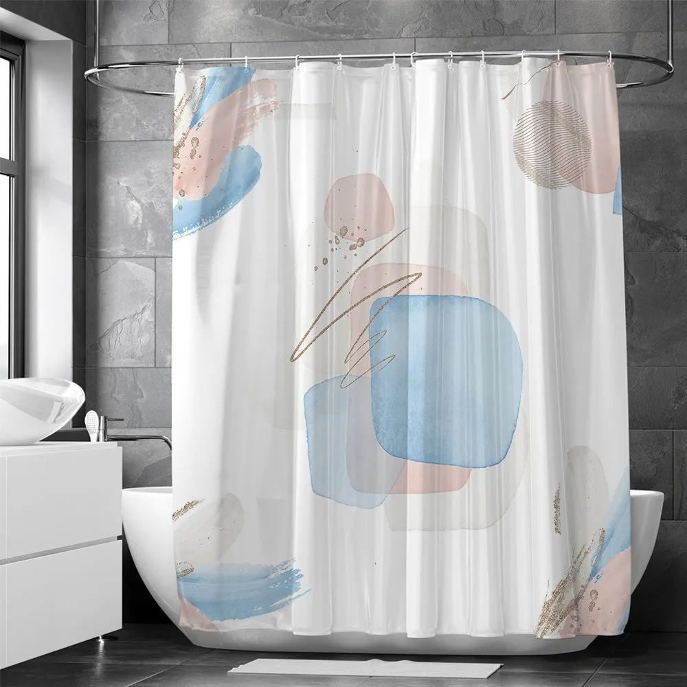 Abstract Modern Waterproof Shower Curtain with Hooks