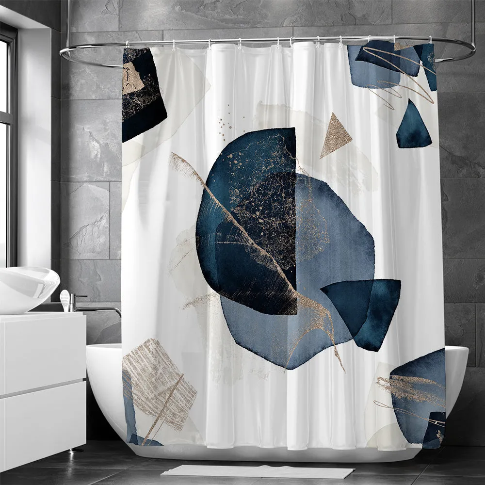 Abstract Modern Waterproof Shower Curtain with Hooks