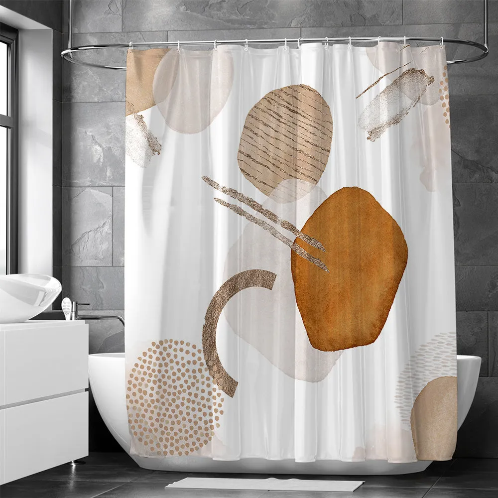 Abstract Modern Waterproof Shower Curtain with Hooks