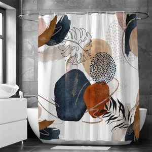 Abstract Modern Waterproof Shower Curtain with Hooks