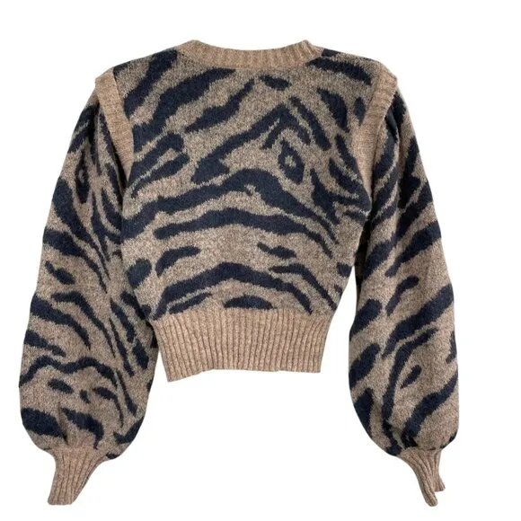 Anthropologie En Saison Mares Wool Blend Cropped Balloon Sleeve Sweater Womens M