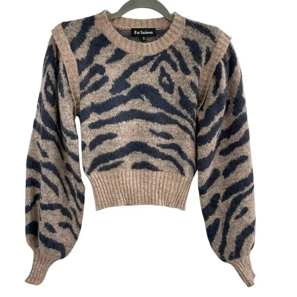 Anthropologie En Saison Mares Wool Blend Cropped Balloon Sleeve Sweater Womens M