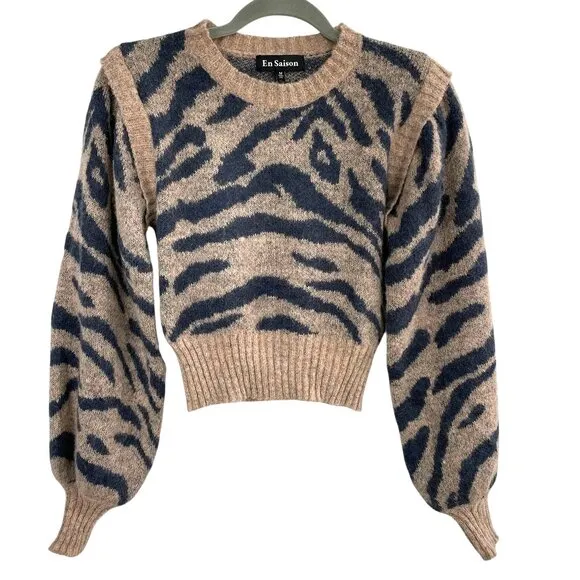 Anthropologie En Saison Mares Wool Blend Cropped Balloon Sleeve Sweater Womens M