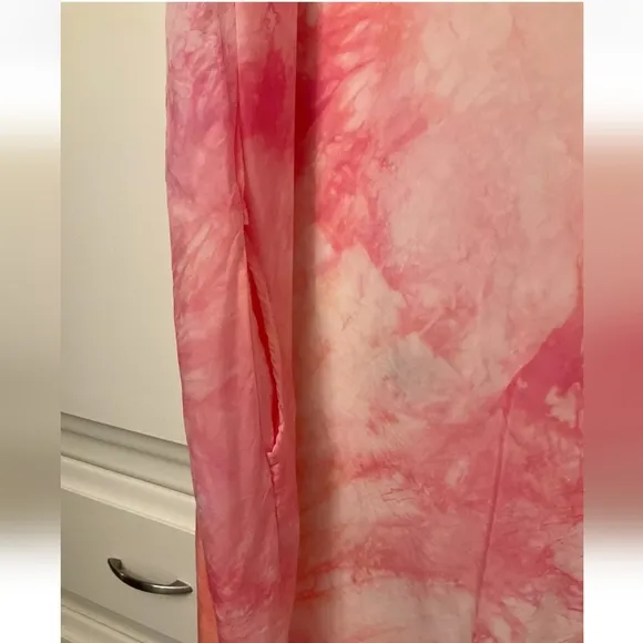 ANTHROPOLOGIE Nico Tunic/Dress Pink Tie-Dye Raw Hem Sz. S NWT