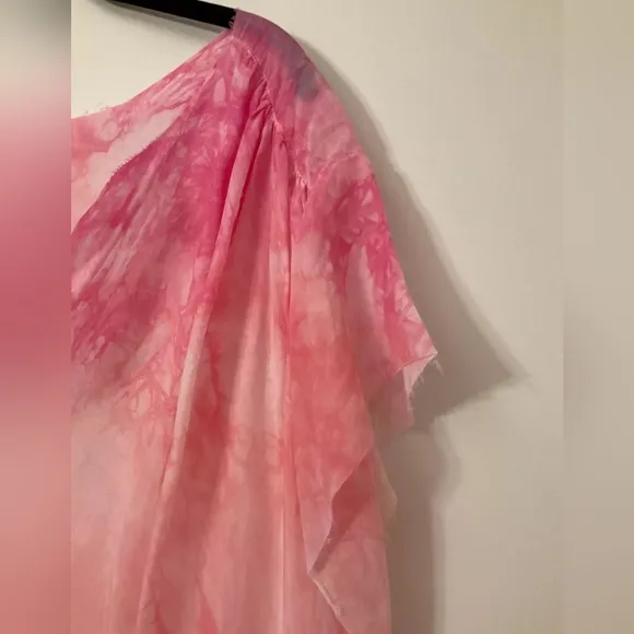 ANTHROPOLOGIE Nico Tunic/Dress Pink Tie-Dye Raw Hem Sz. S NWT