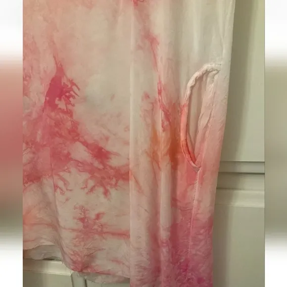 ANTHROPOLOGIE Nico Tunic/Dress Pink Tie-Dye Raw Hem Sz. S NWT
