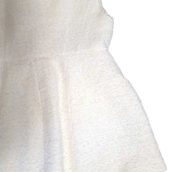 Aperge Story Womens White Tweed Vest Size 2 (Medium) Preppy Peplum Fringe Cotton