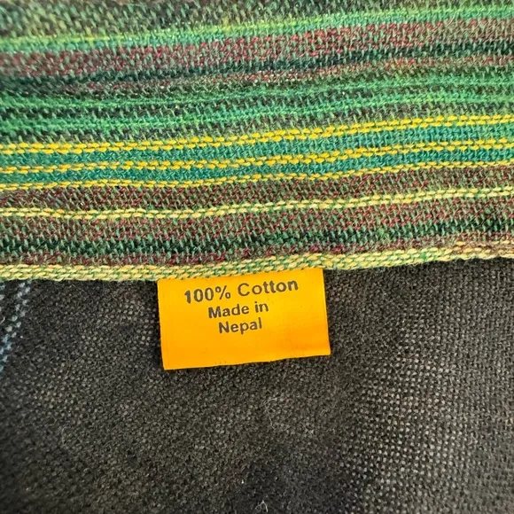 Artisan Nepal Patchwork Cotton Wrap Skirt - Gold- Green