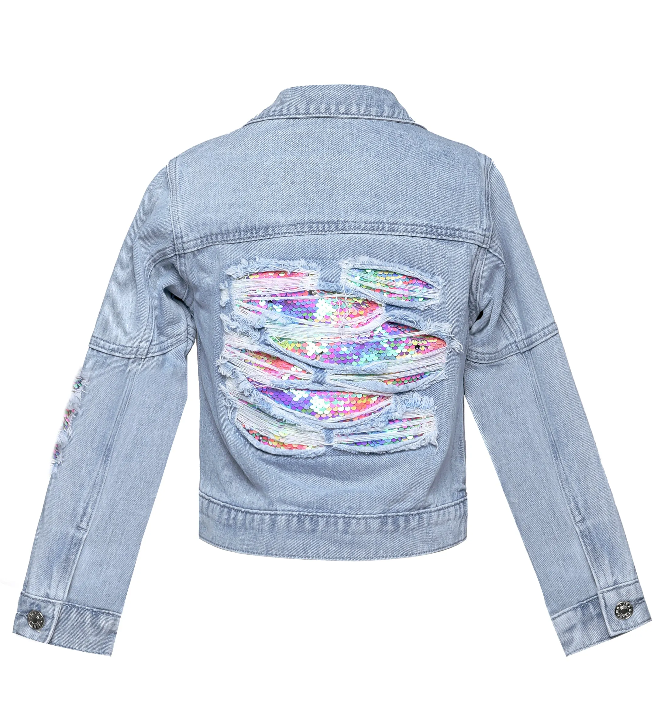 BABY sara- Stonewash Denim Jacket with Sequin Distress