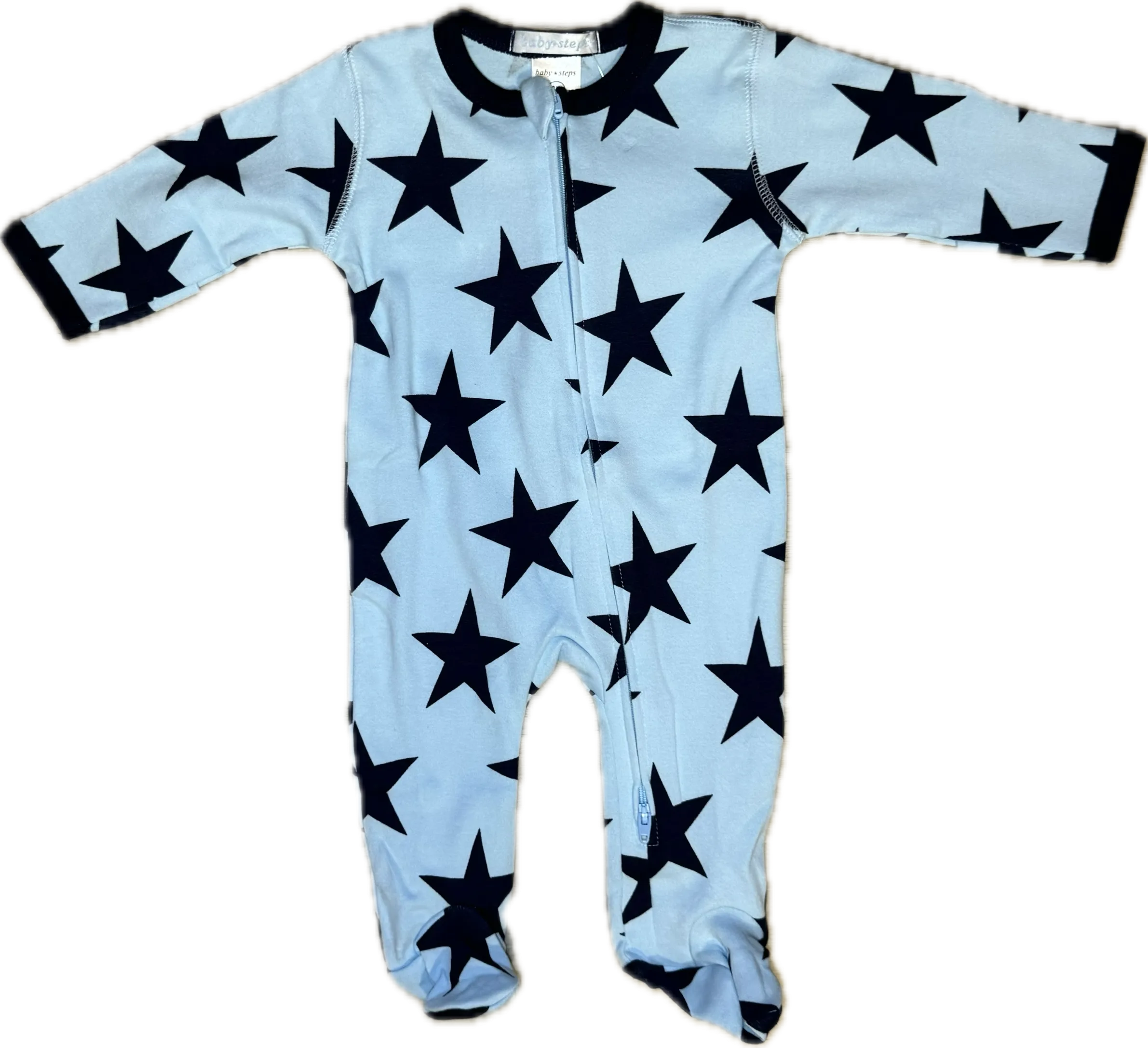 BABY STEPS- Footie/Large Star, Blue