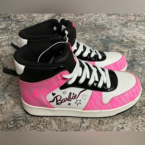 Barbie Little Kid Girls High-Top Sneakers - Pink/White/Black - Size 4