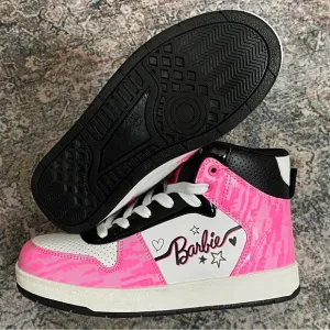 Barbie Little Kid Girls High-Top Sneakers - Pink/White/Black - Size 4