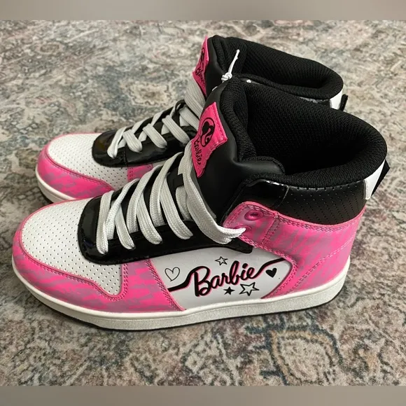 Barbie Little Kid Girls High-Top Sneakers - Pink/White/Black - Size 4