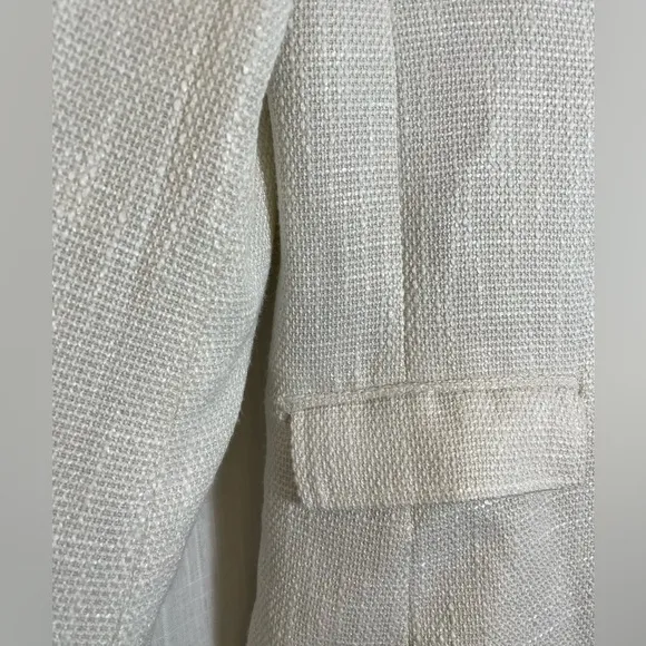 Bishop   Young Anthropologie brand White Tweed Blazer Gold Buttons Size L