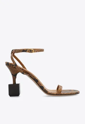 Bisou 90 Python Print Leather Sandals