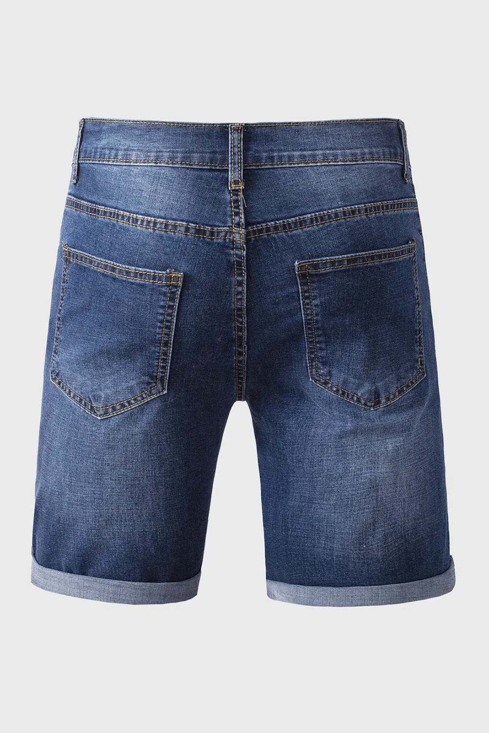 Blue Distressed Low-rise Men's Denim Shorts
