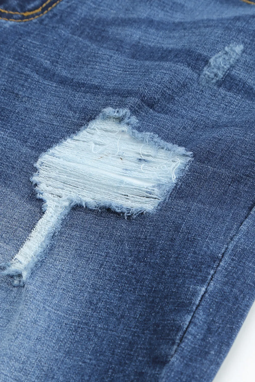 Blue Distressed Low-rise Men's Denim Shorts