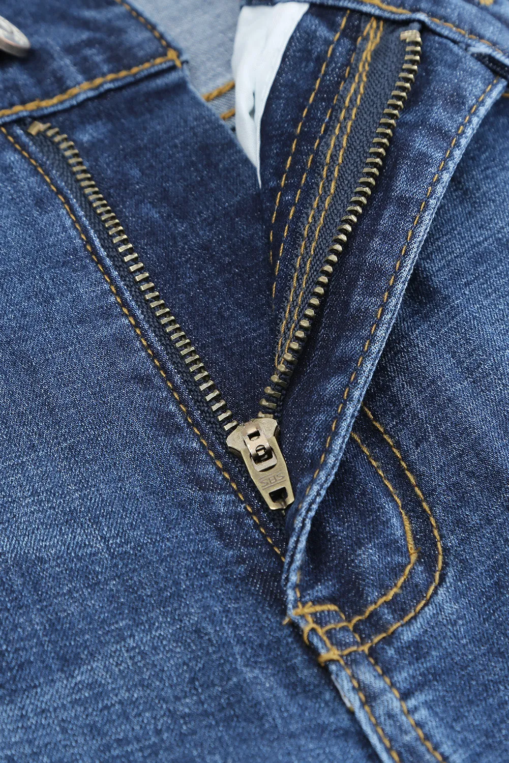 Blue Distressed Low-rise Men's Denim Shorts