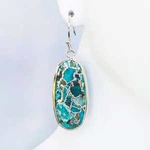 Boho & Mala Turquoise & Silver Plated Big Earrings CR10033