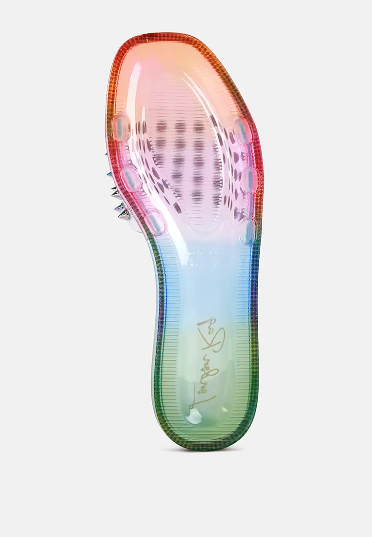 Bolly Punk Stud Clear Jelly Flats By Ruw