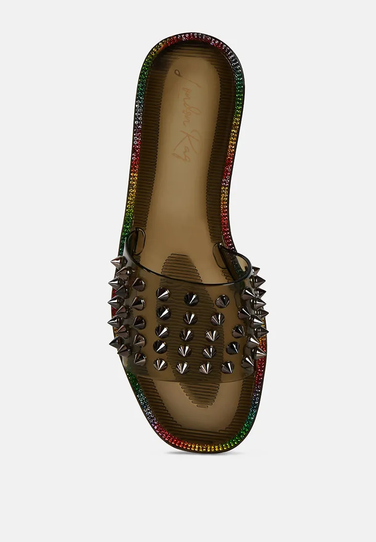 Bolly Punk Stud Clear Jelly Flats By Ruw