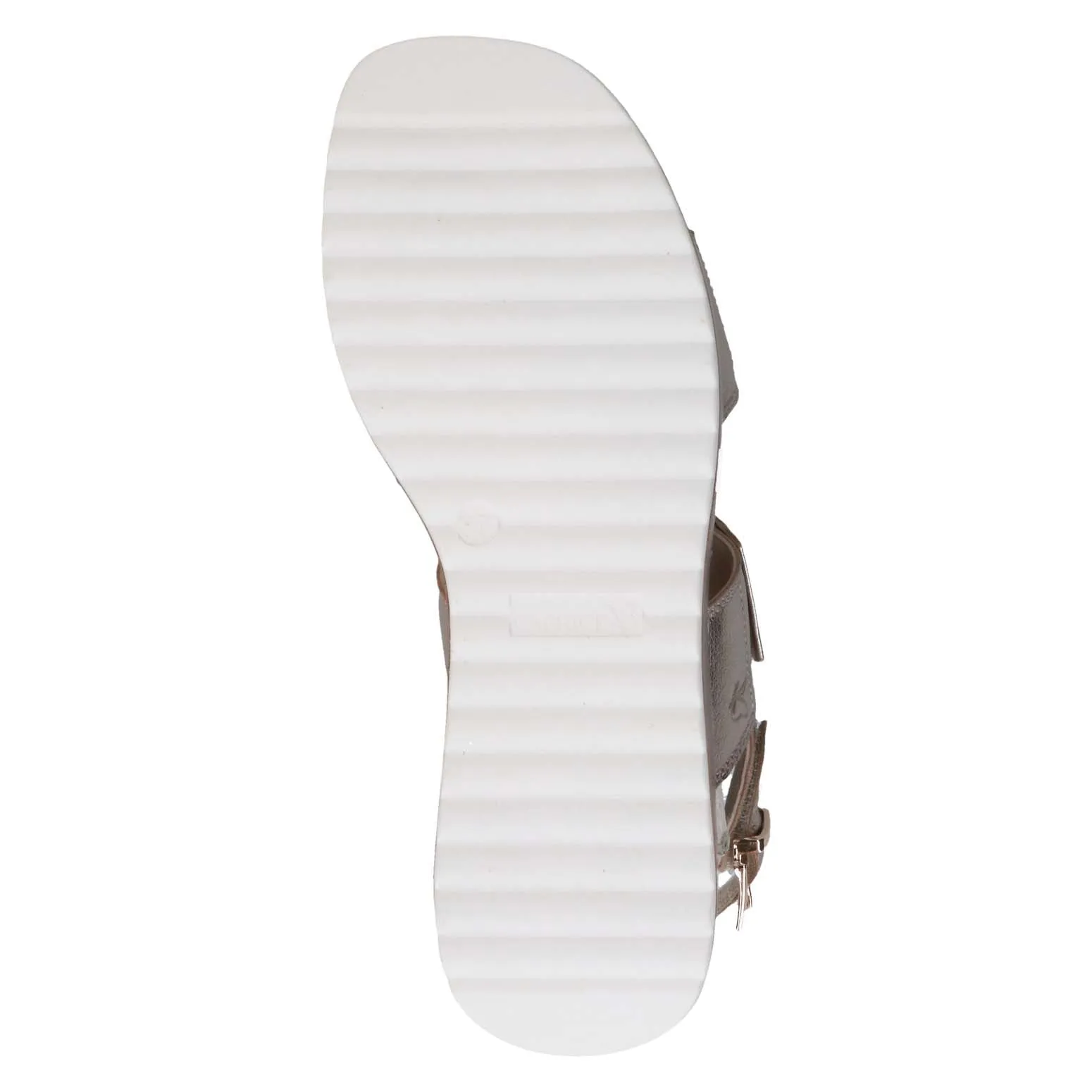 Caprice Velcro Strap Wedge Sandal Taupe Metallic
