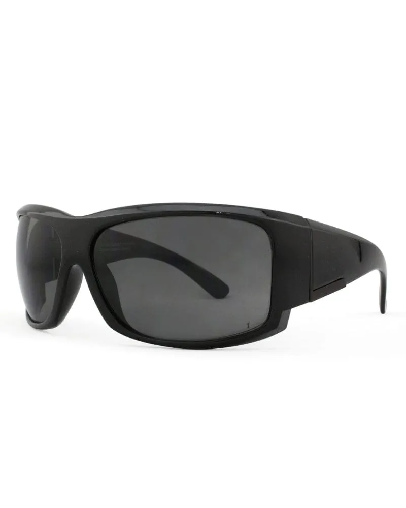 Caution Safety Sunglasses - Shiny Black/Smoke