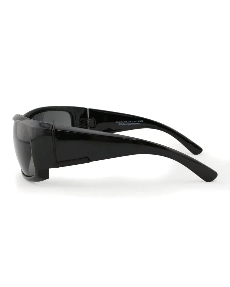 Caution Safety Sunglasses - Shiny Black/Smoke