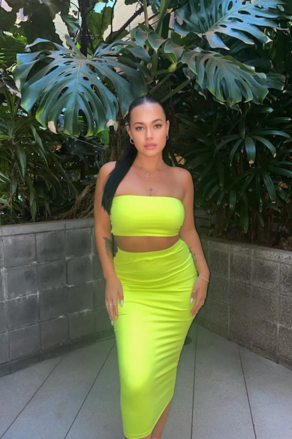 Celina Midi Skirt - Acid Lime