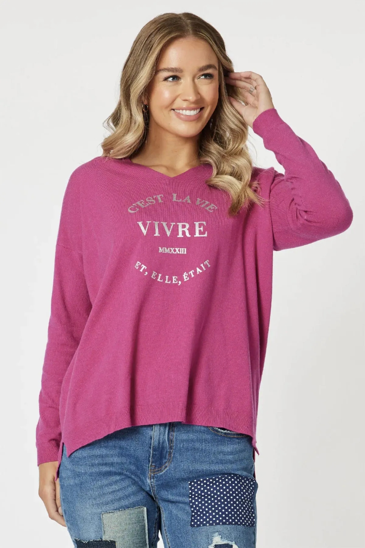Cest La Vie Sweat - Fuchsia - TZ21