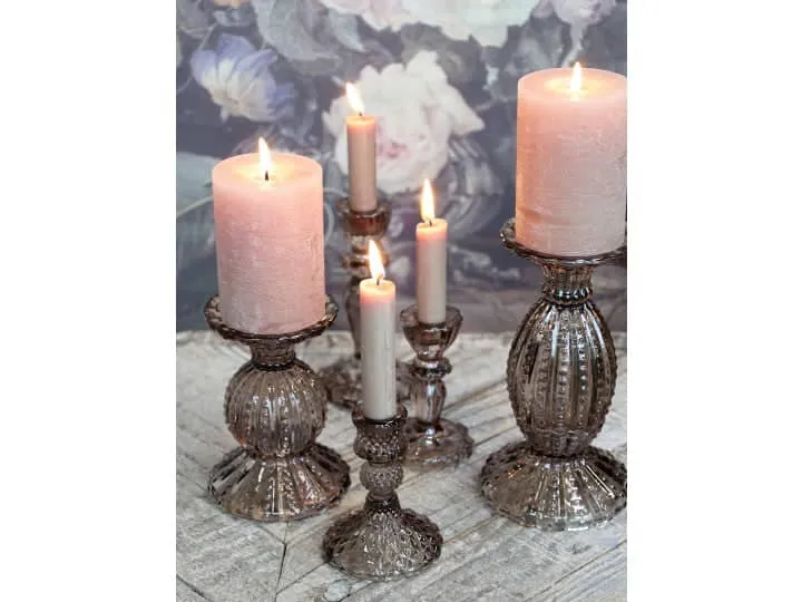 Chic Antique Lav Lysestage m. blondekant