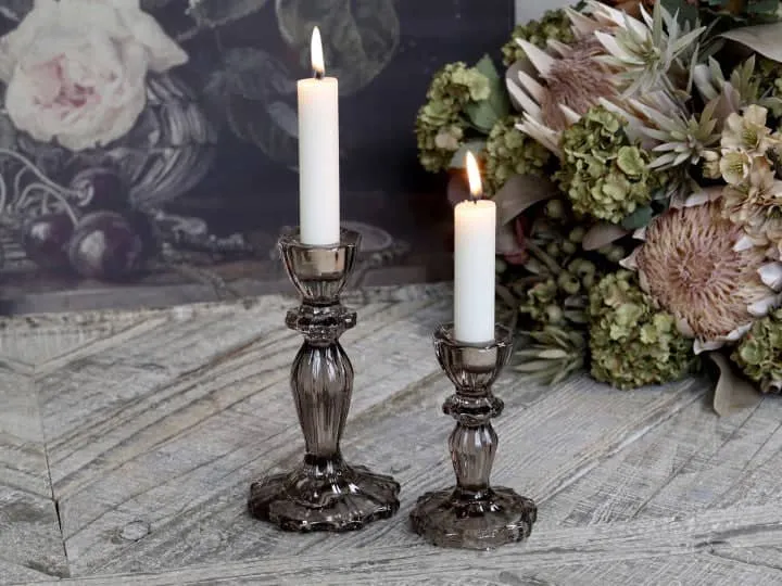 Chic Antique Lav Lysestage m. blondekant
