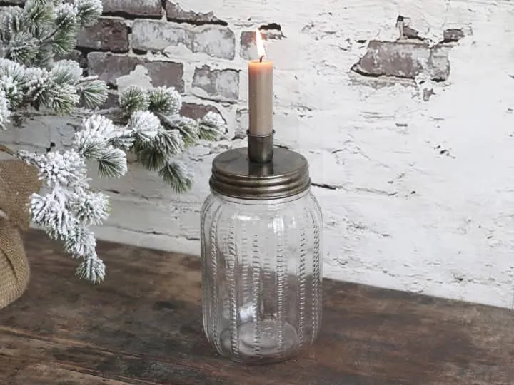 Chic Antique Lysestage m. glaskrukke