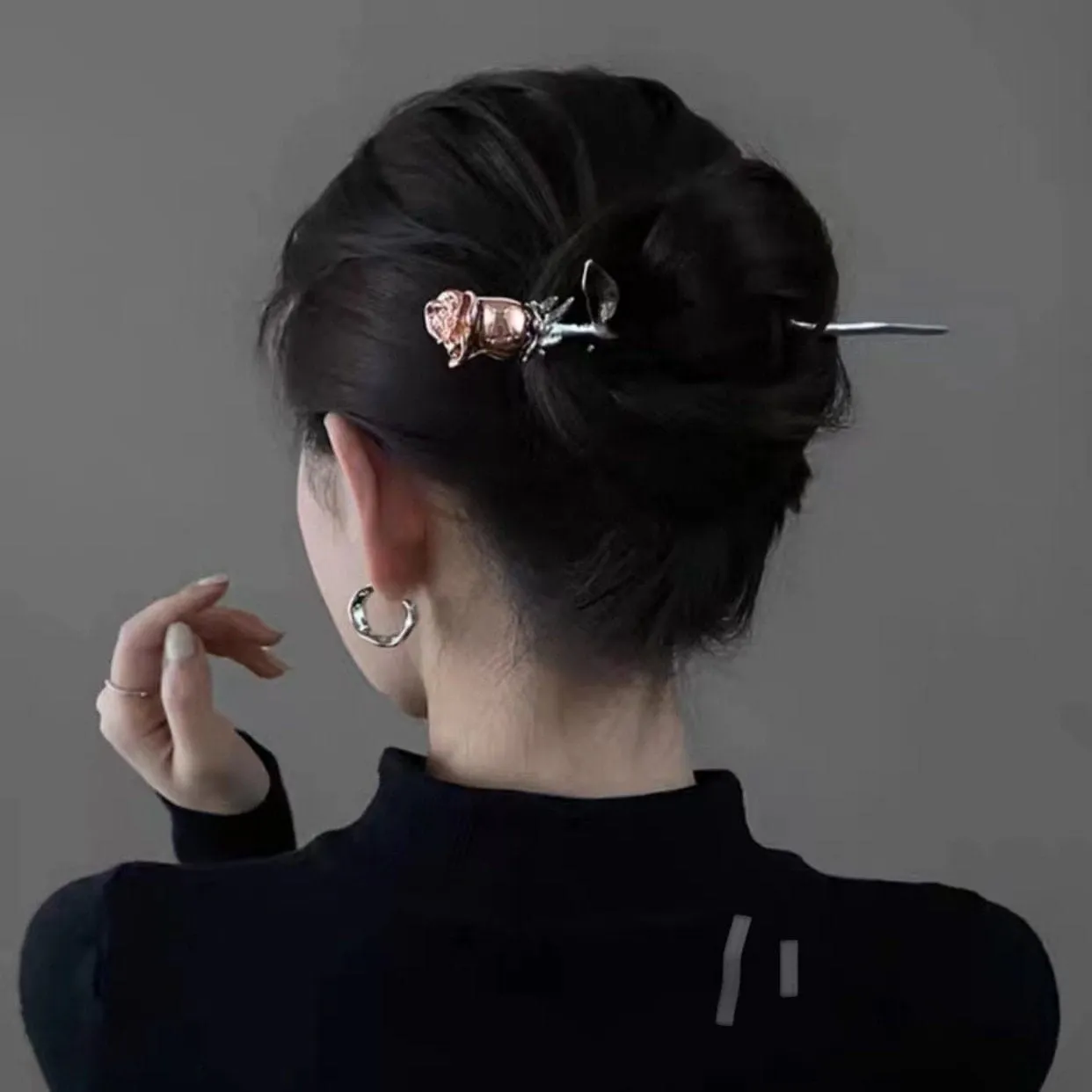 Chic Colorful Rose Chignon Hair Fork Hair Pin