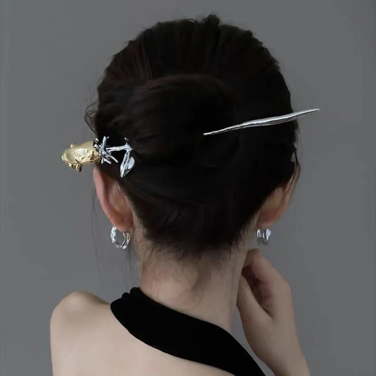 Chic Colorful Rose Chignon Hair Fork Hair Pin