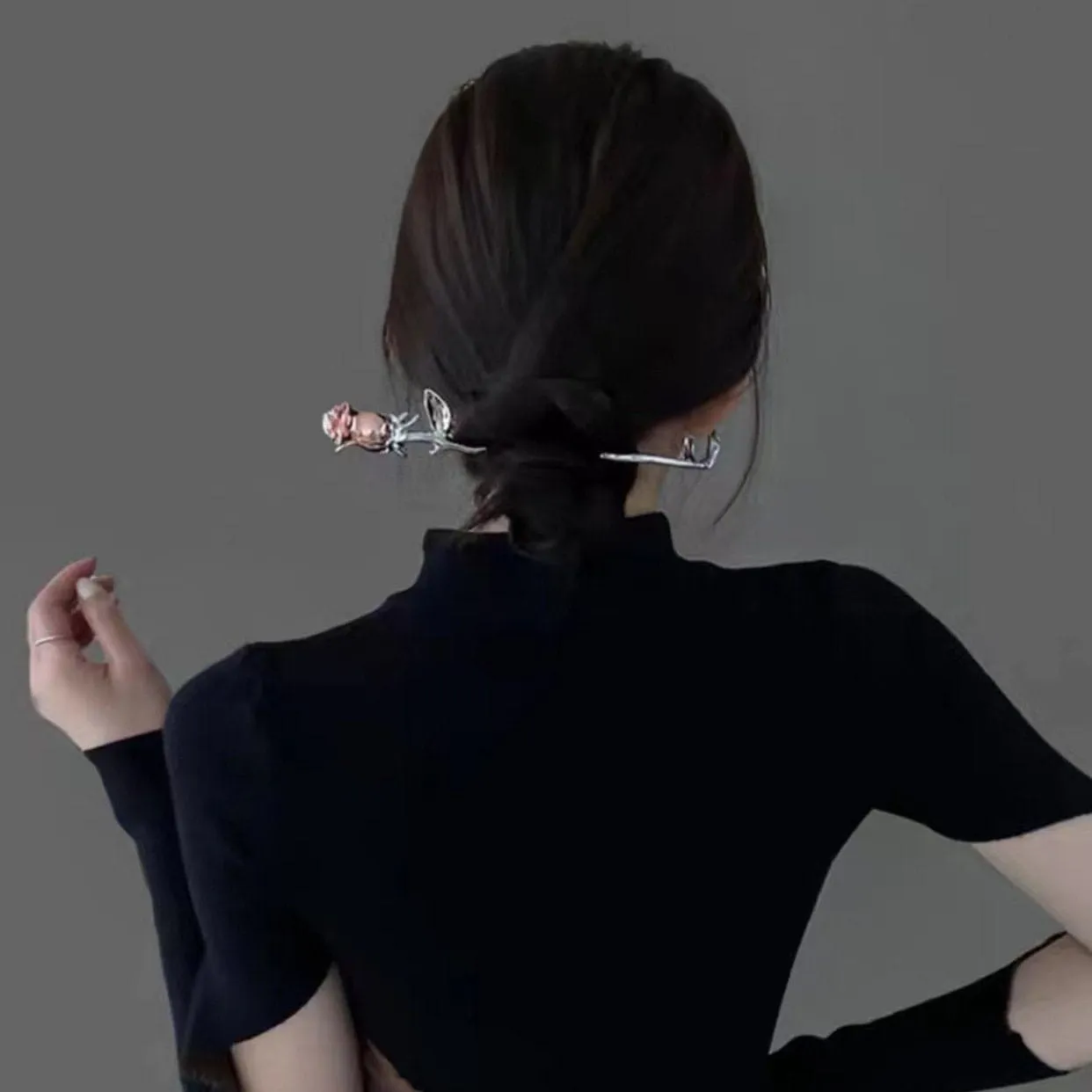 Chic Colorful Rose Chignon Hair Fork Hair Pin