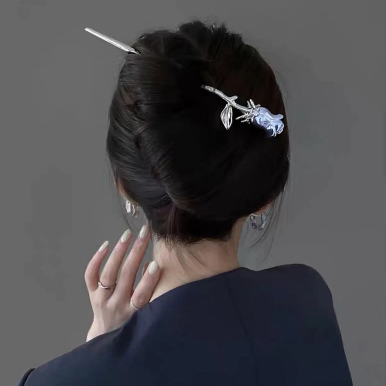 Chic Colorful Rose Chignon Hair Fork Hair Pin