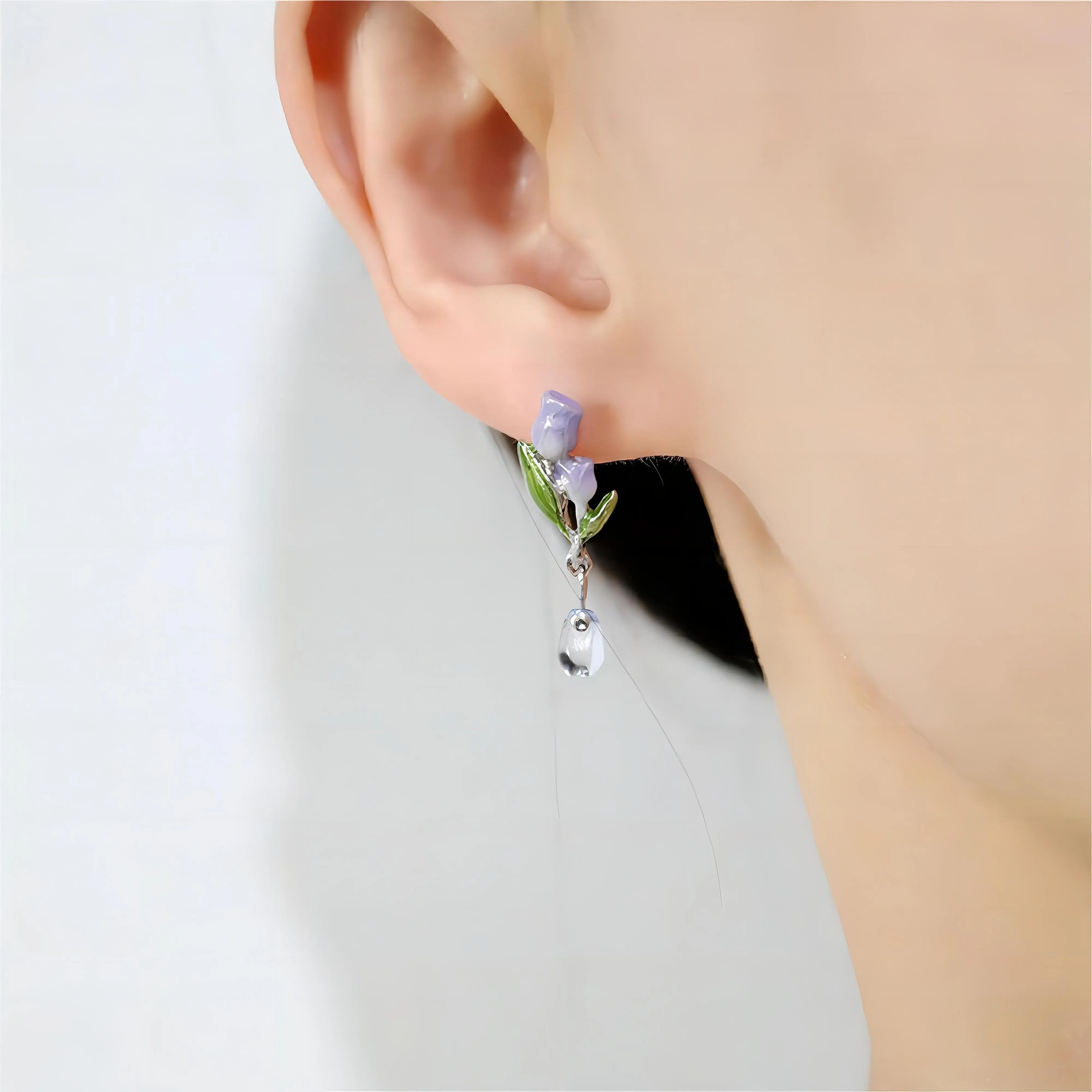 Chic Enamel Tulip Dangle Earrings