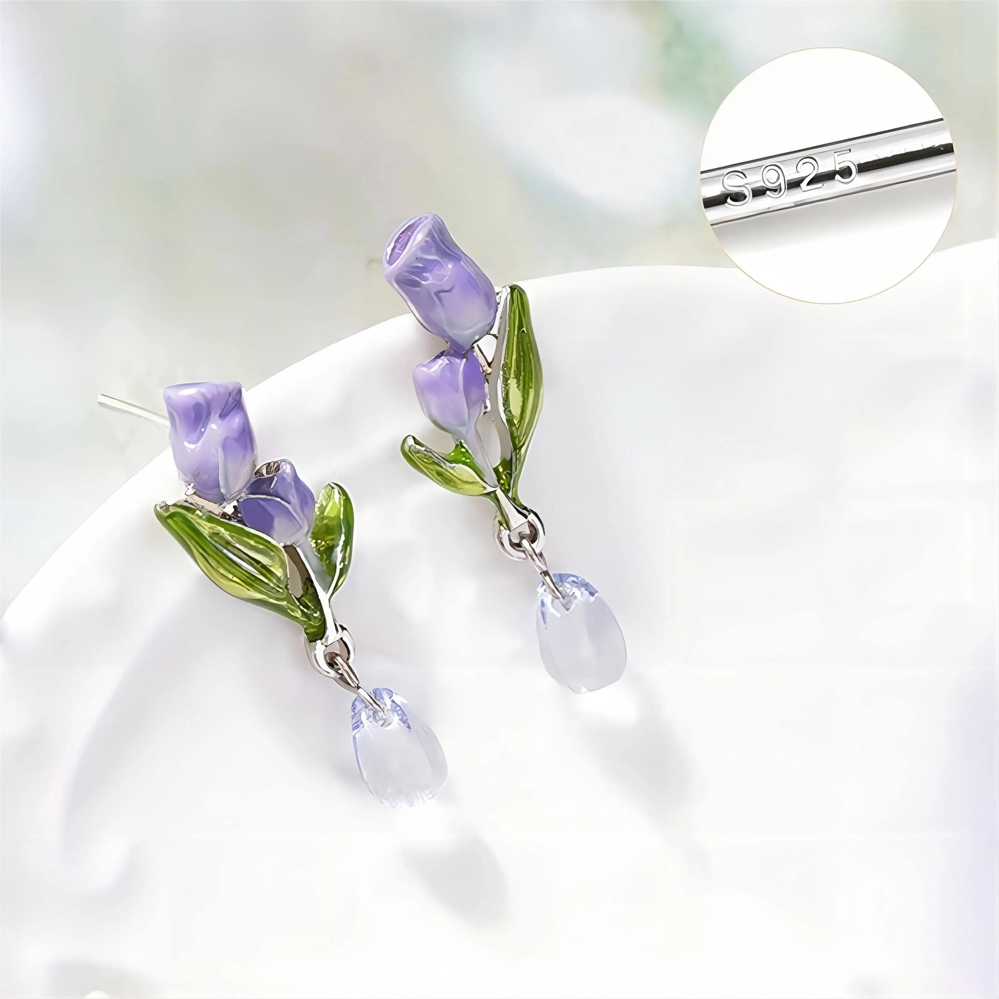 Chic Enamel Tulip Dangle Earrings