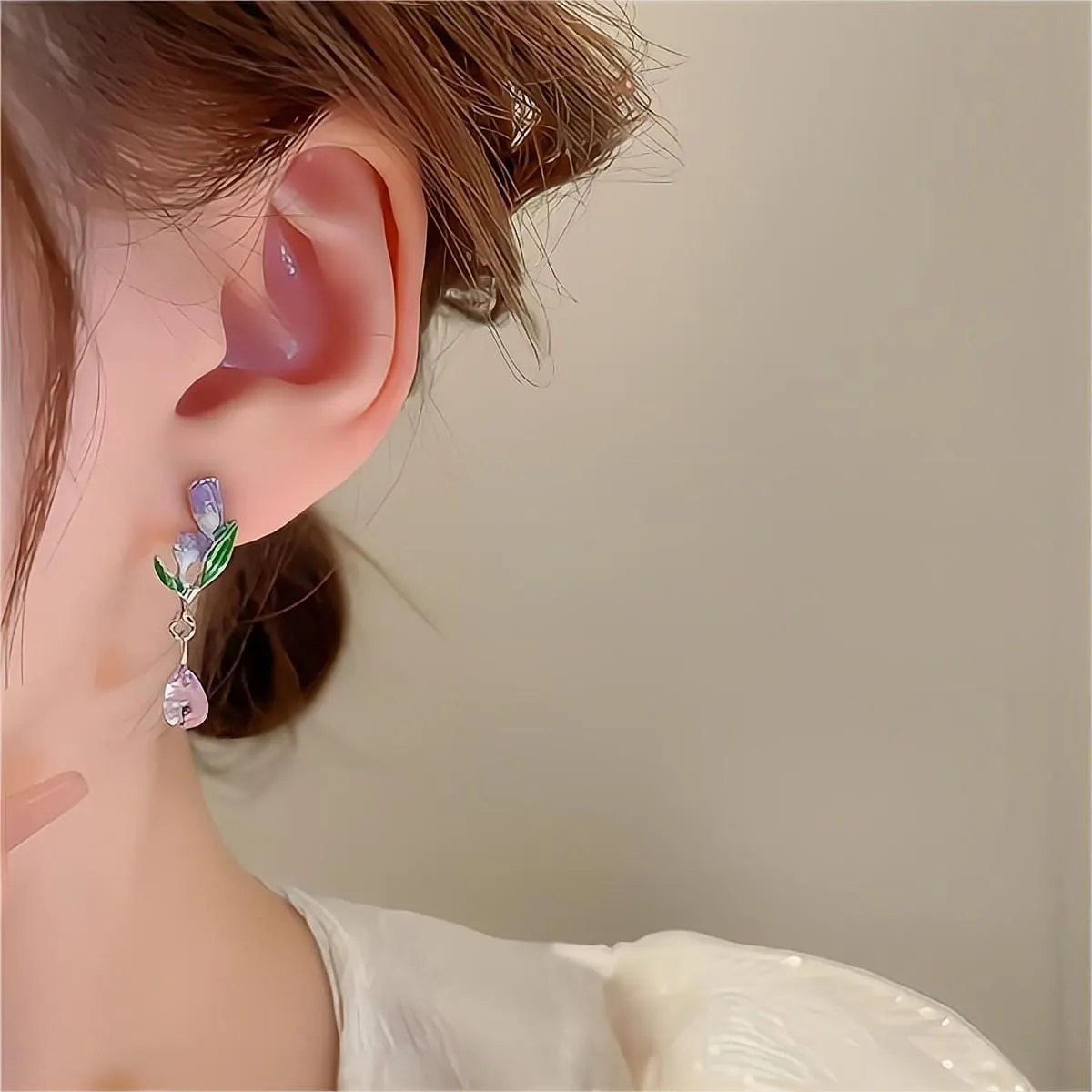 Chic Enamel Tulip Dangle Earrings