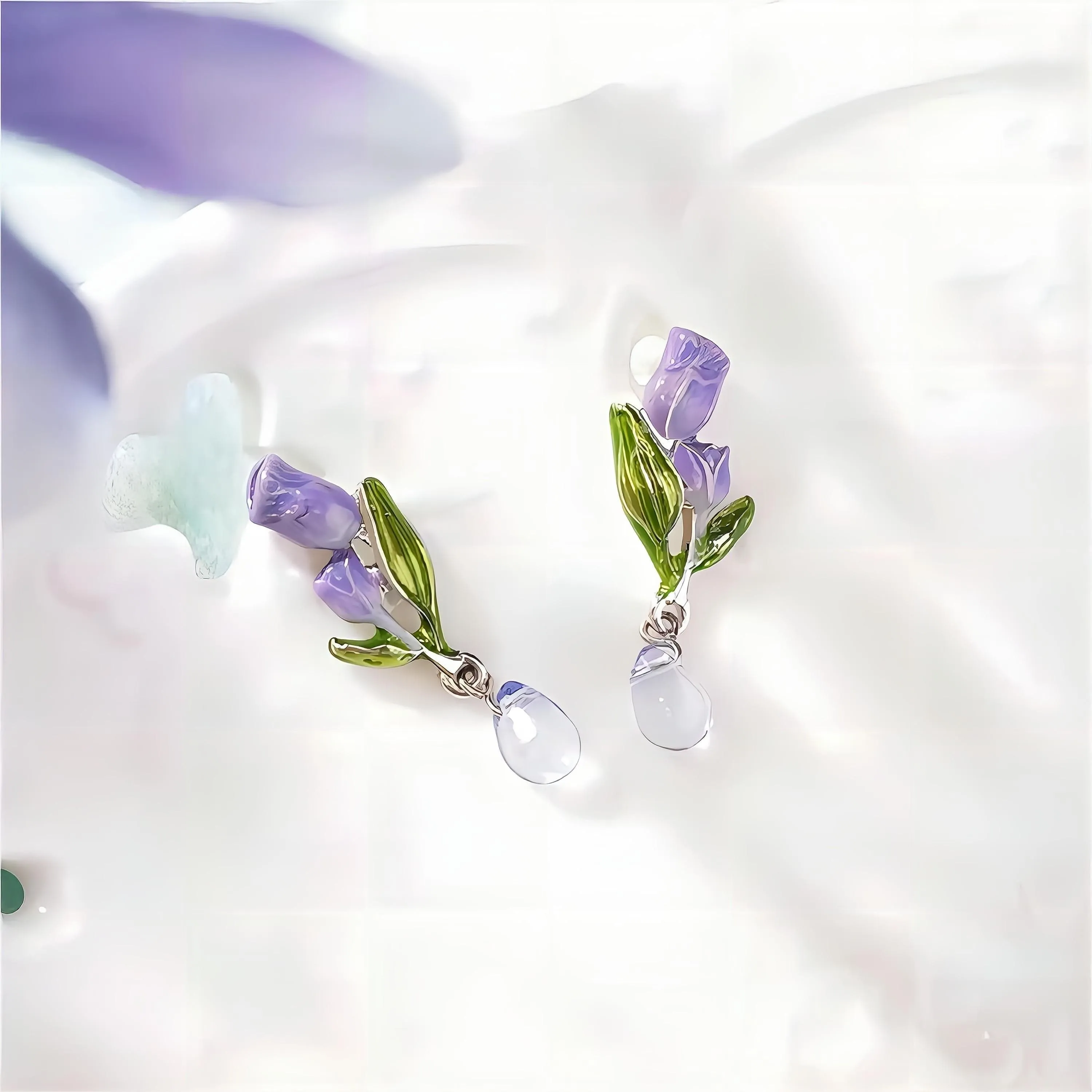 Chic Enamel Tulip Dangle Earrings