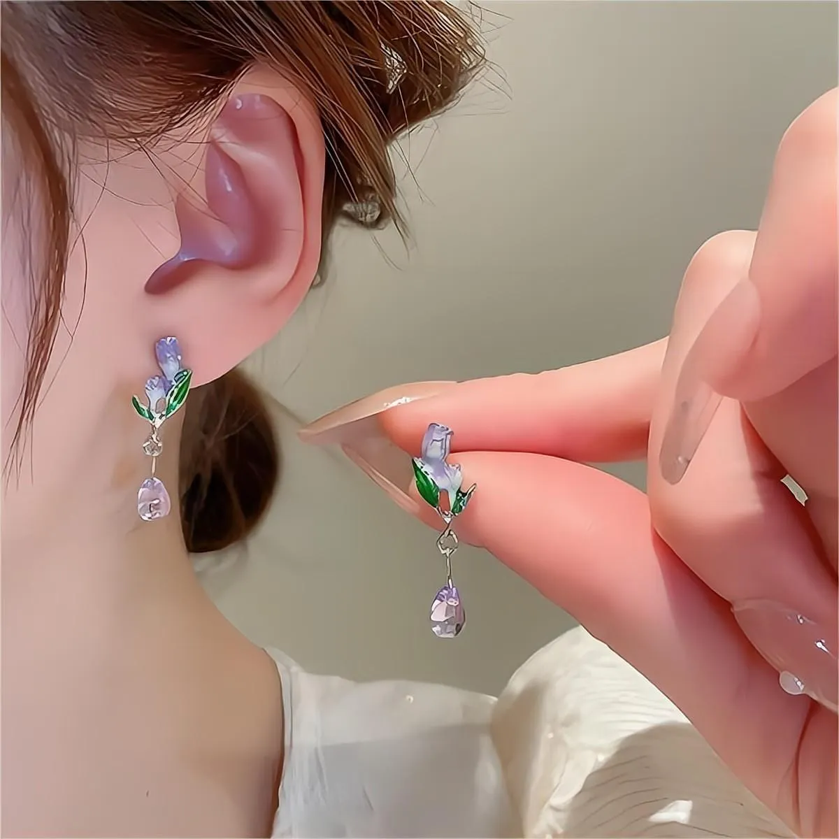 Chic Enamel Tulip Dangle Earrings