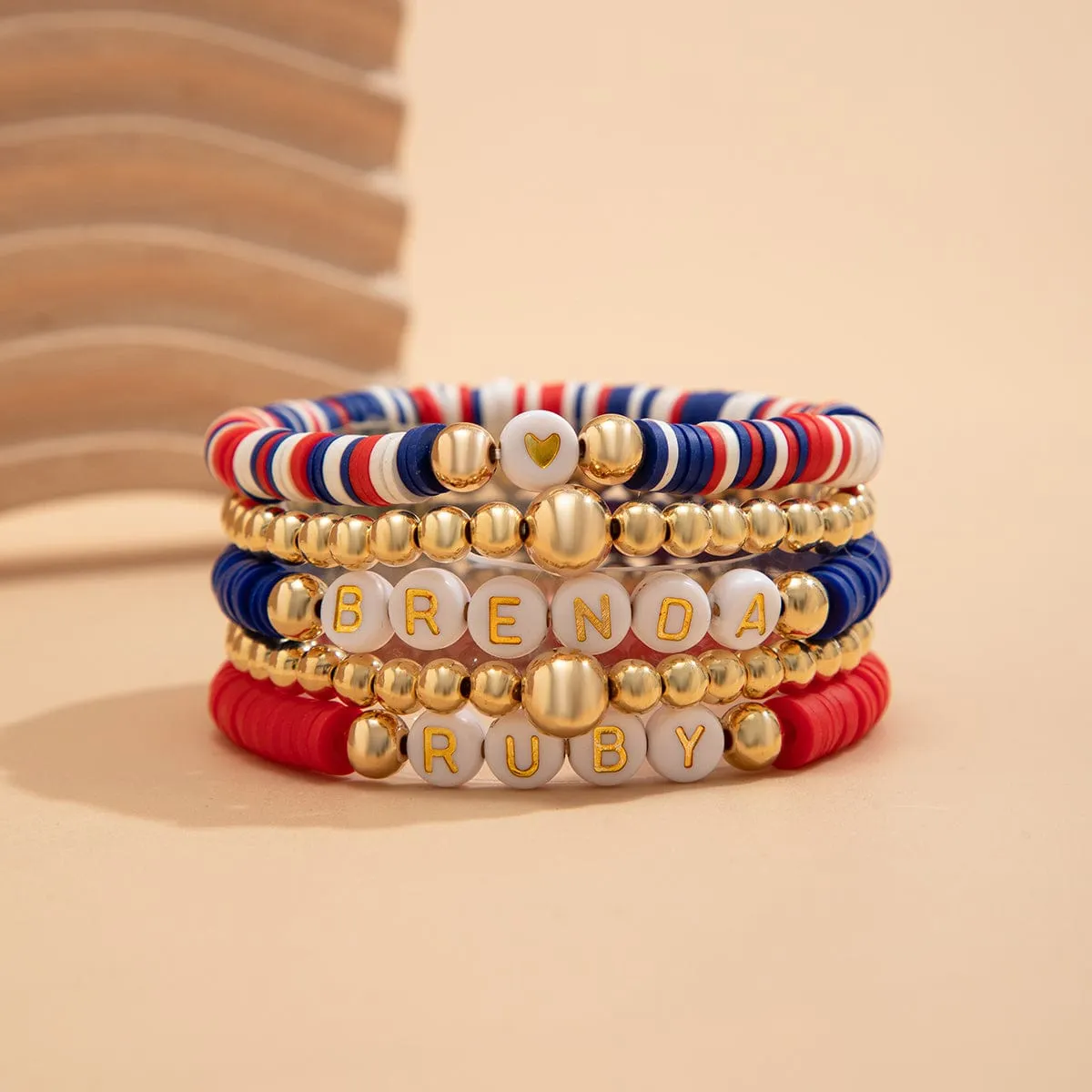 Chic Layered American Theme Star Charm Stackable Bracelet Set