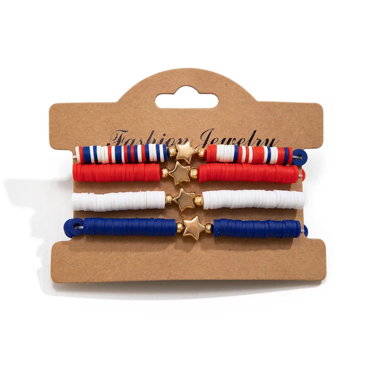 Chic Layered American Theme Star Charm Stackable Bracelet Set